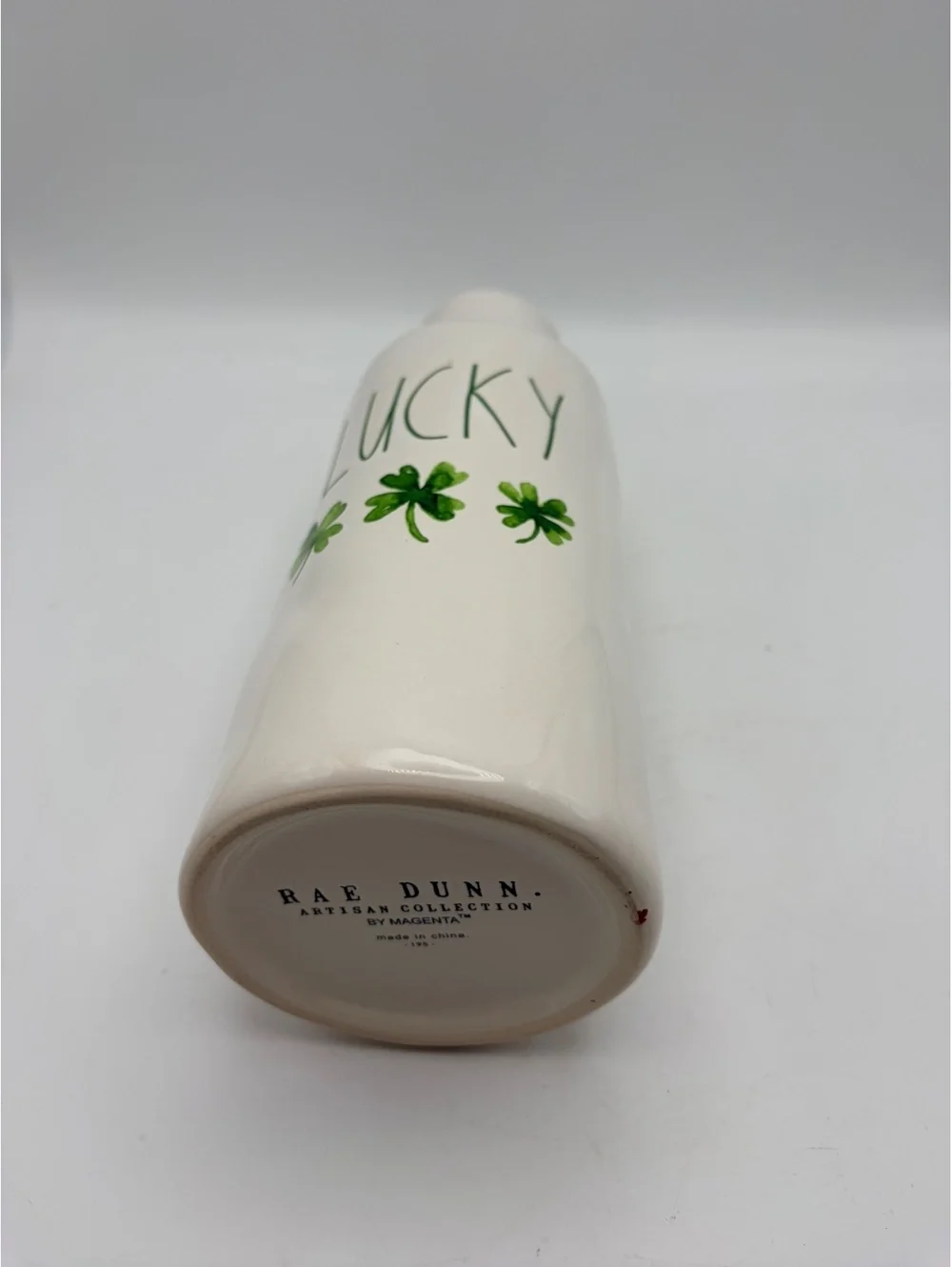 Rae Dunn 12” lucky vase. Rare st. Patrick’s day celebration vase.